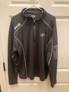 Ping Men's Black Performance Quarter-Zip Jacket with Georgia 'G' Logo